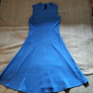 Joseph Blue Mock Neck A-Line Midi Dress